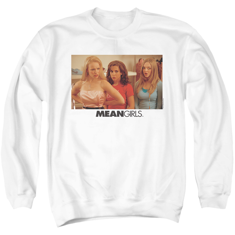PAR892-AS-3 Mean Girls Film Still Adult Crewneck Sweatshirt, White - Large