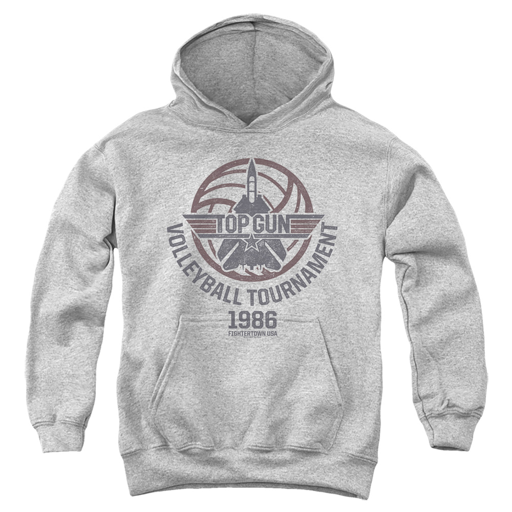 PAR842-YFTH-1 Paramount - Top Gun Volleyball Grey Youth Hooded Sweatshirt, Athletic Heather - Small