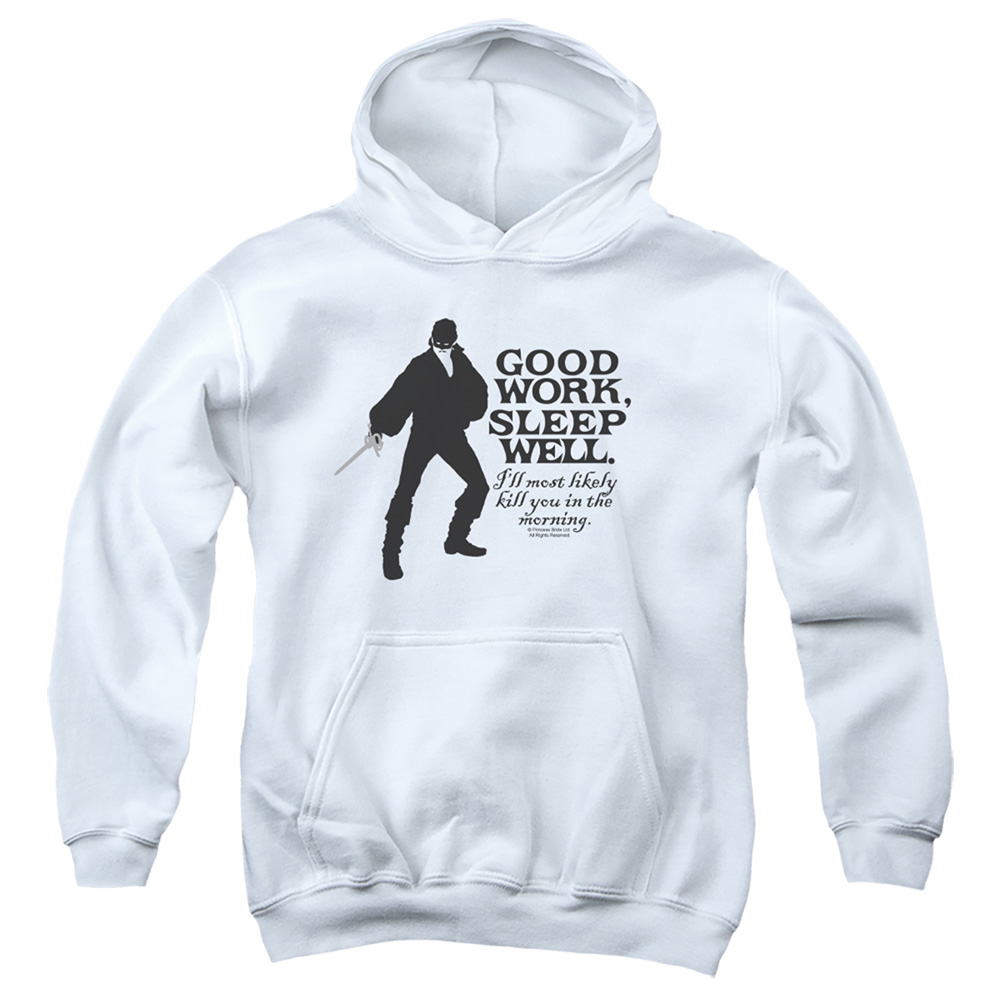 PB117B-YFTH-2 Princess Bride Good Work Youth Hooded Sweatshirt, White - Medium