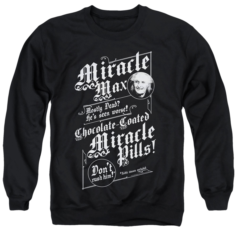 PB110F-AS-2 Princess Bride Miracle Max Adult Crewneck Sweatshirt, Black - Medium