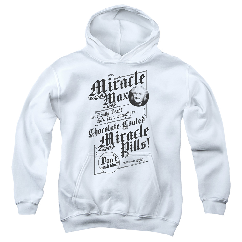 PB110G-YFTH-2 Princess Bride Miracle Max Youth Hooded Sweatshirt, White - Medium
