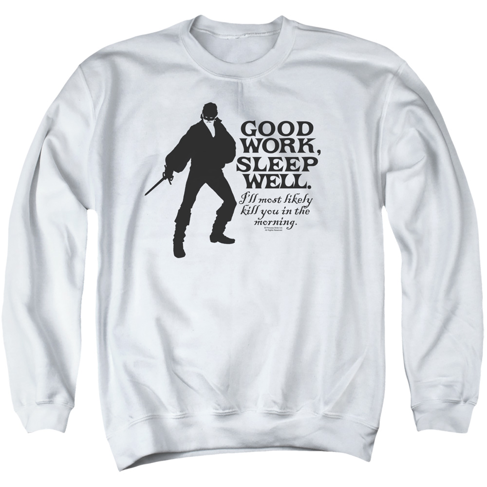 PB117M-AS-2 Princess Bride Good Work Adult Crewneck Sweatshirt, White - Medium