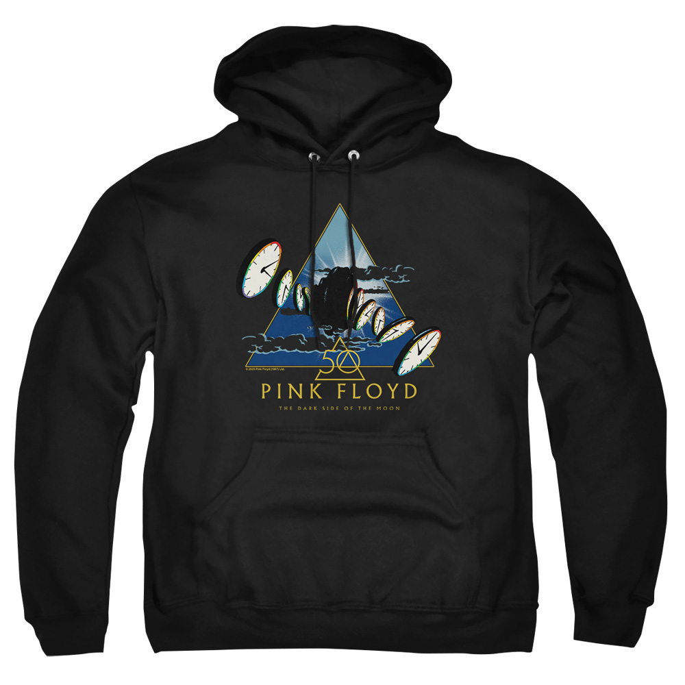 PERRY10099-AFTH-2 Pink Floyd Clocks Adult Pullover Hoodie, Black - Medium