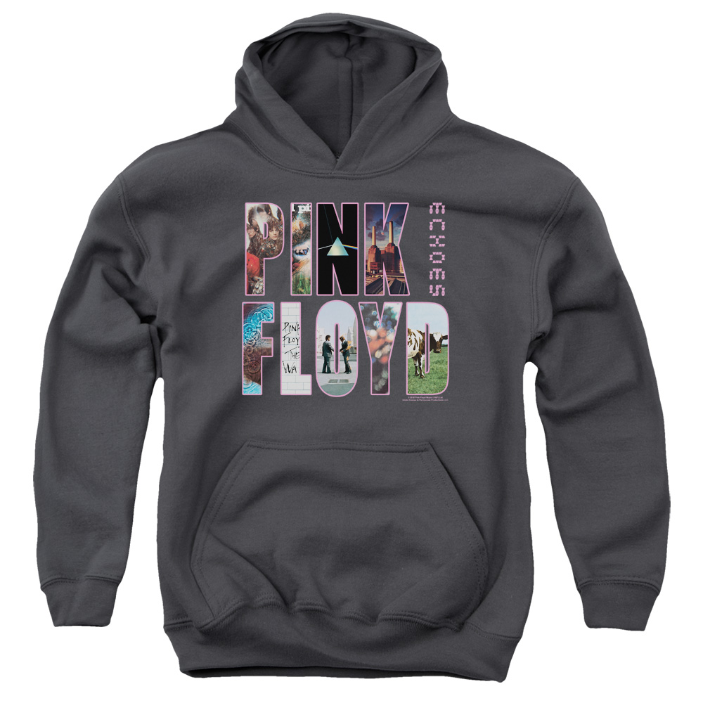 PERRY282-YFTH-2 Pink Floyd Cover Youth Hooded Sweatshirt, Charcoal - Medium