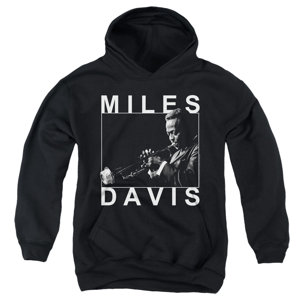 PERRY320-YFTH-1 Miles Davis Monochrome Youth Hooded Sweatshirt, Black - Small