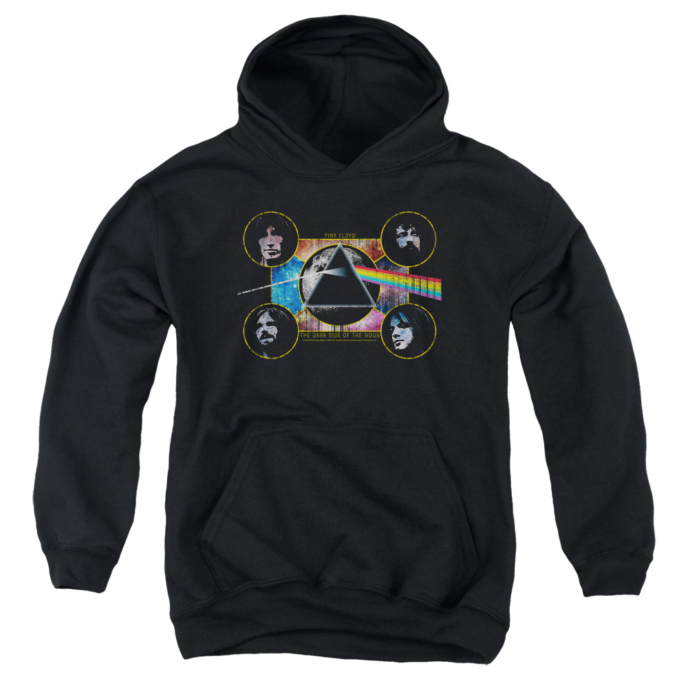 PERRY154-YFTH-2 Pink Floyd Dark Side Heads Youth Hooded Sweatshirt, Black - Medium