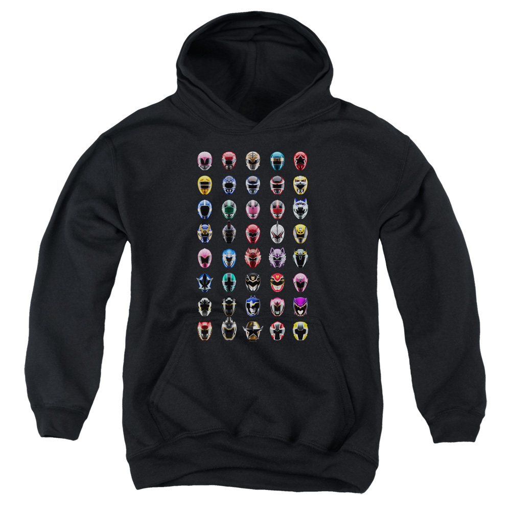 PWR4000-YFTH-4 Power Rangers Visual Timeline Youth Hooded Sweatshirt, Black - Extra Large