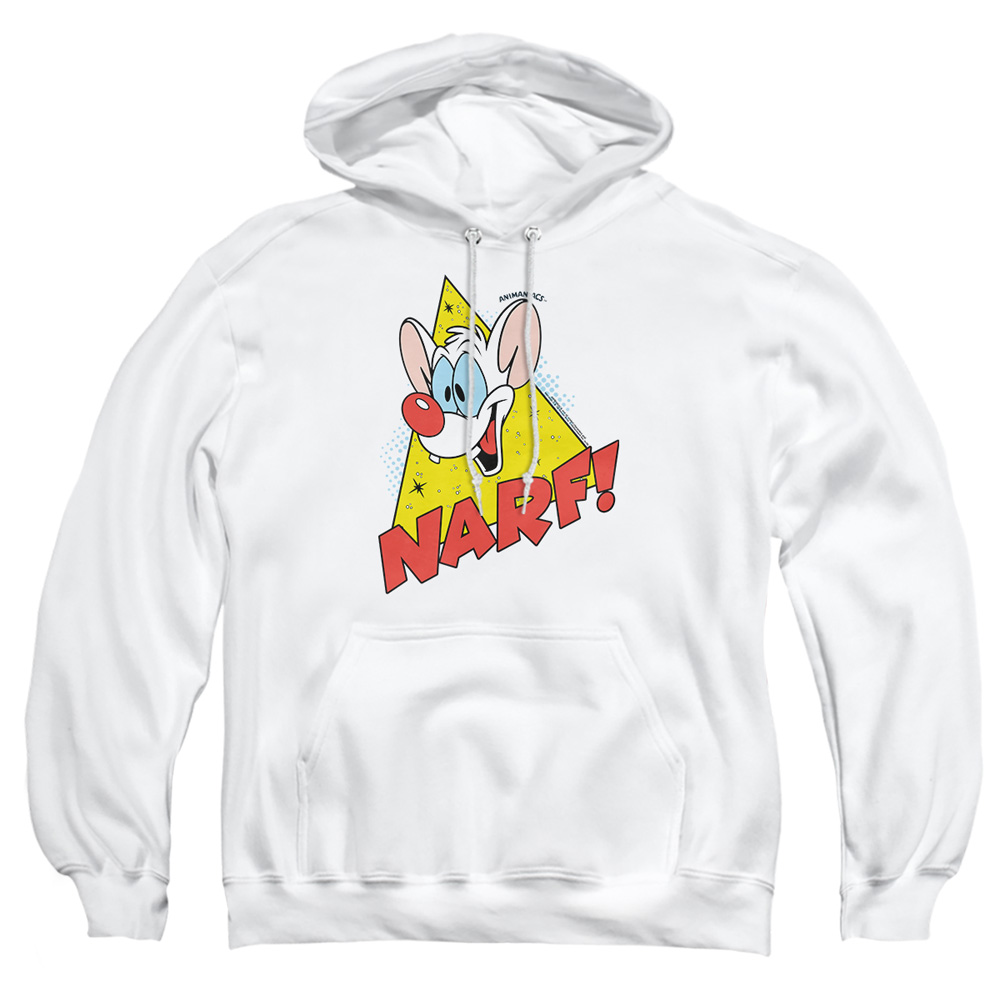 WBT918-AFTH-4 Pinky & The Brain Narf Adult Pullover Hoodie, White - Extra Large