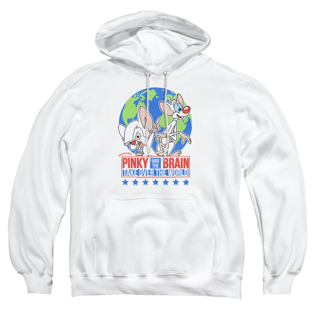 WBT940-AFTH-2 Pinky & The Brain Campaign Adult Pullover Hoodie, White - Medium