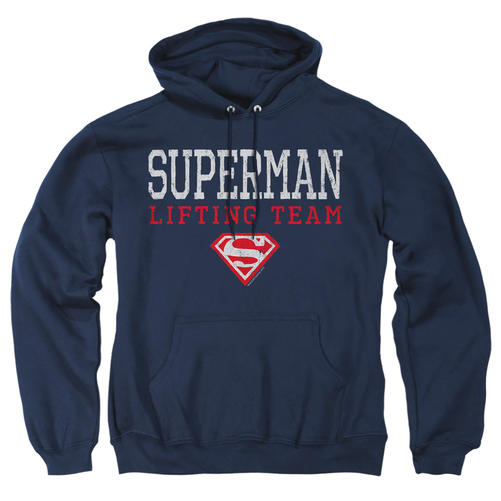 SM2362-AFTH-6 Superman Lifting Team Adult Pullover Hoodie, Navy - 3X