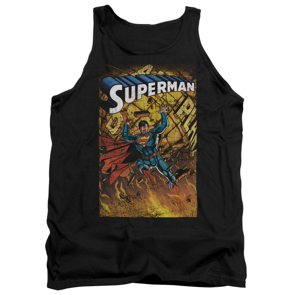 SM2372-TK-4 Superman One Adult Tank Top, Black - Extra Large