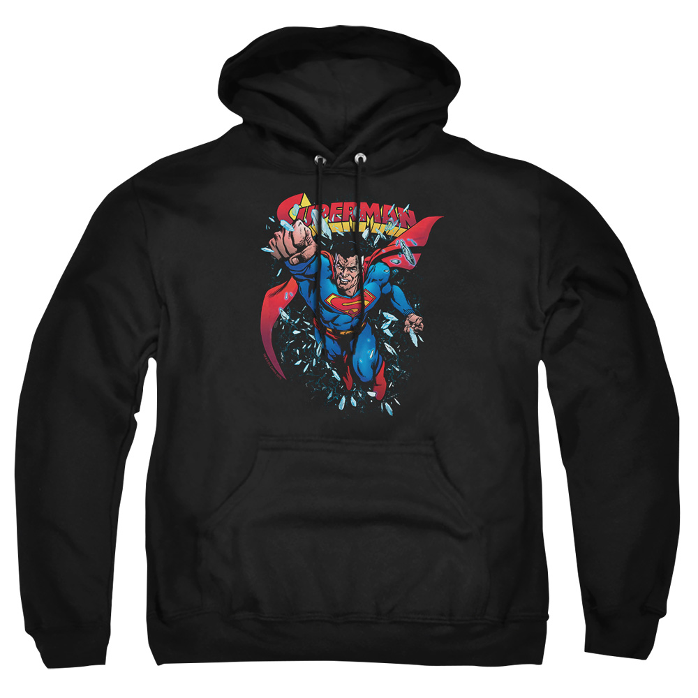 SM2388-AFTH-5 Superman Old Man Kal Adult Pullover Hoodie, Black - 2X