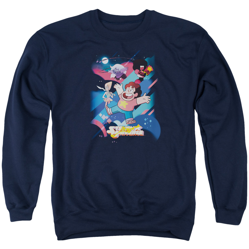 CN335-AS-2 Steven Universe Group Shot Adult Crewneck Sweatshirt, Navy - Medium