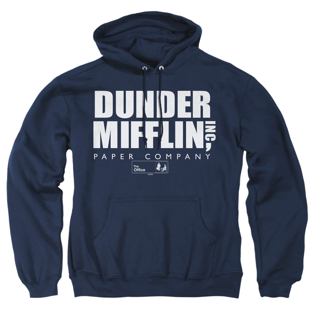 NBC114G-AFTH-4 The Office Dunder Mifflin Logo Adult Pullover Hoodie, Navy - Extra Large