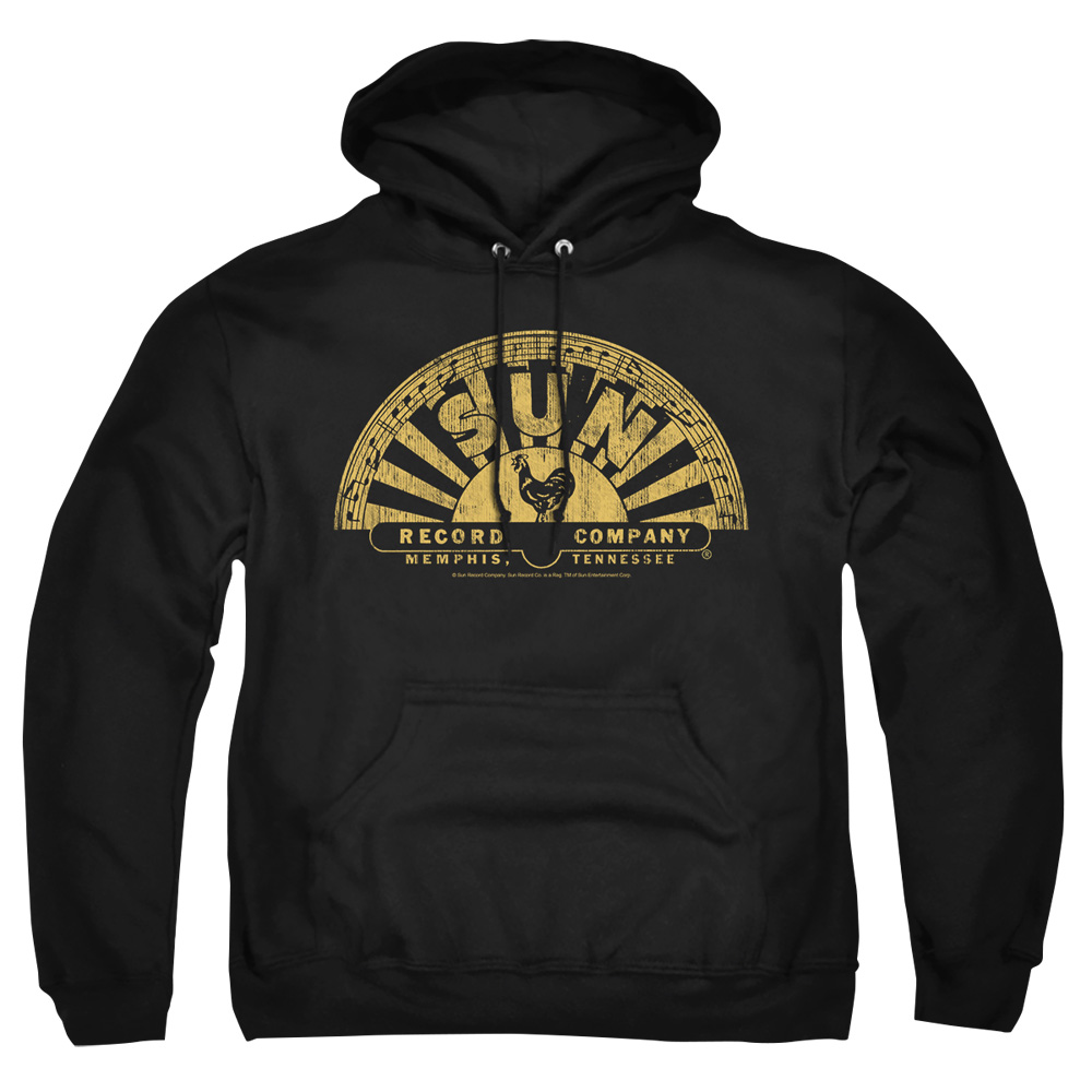 SUN122-AFTH-1 Sun Tattered Logo Adult Pullover Hoodie, Black - Small