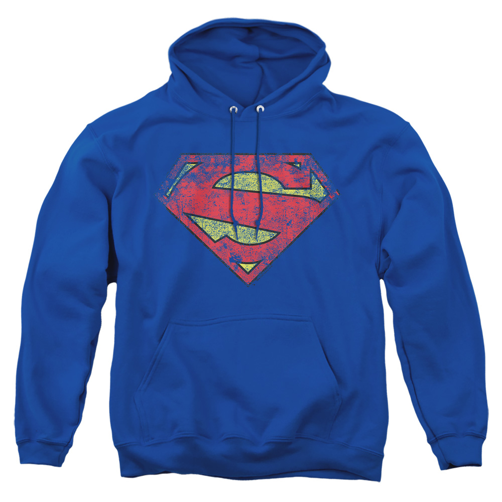 SM1921B-AFTH-2 Superman 52 Shield Adult Pullover Hoodie, Royal - Medium