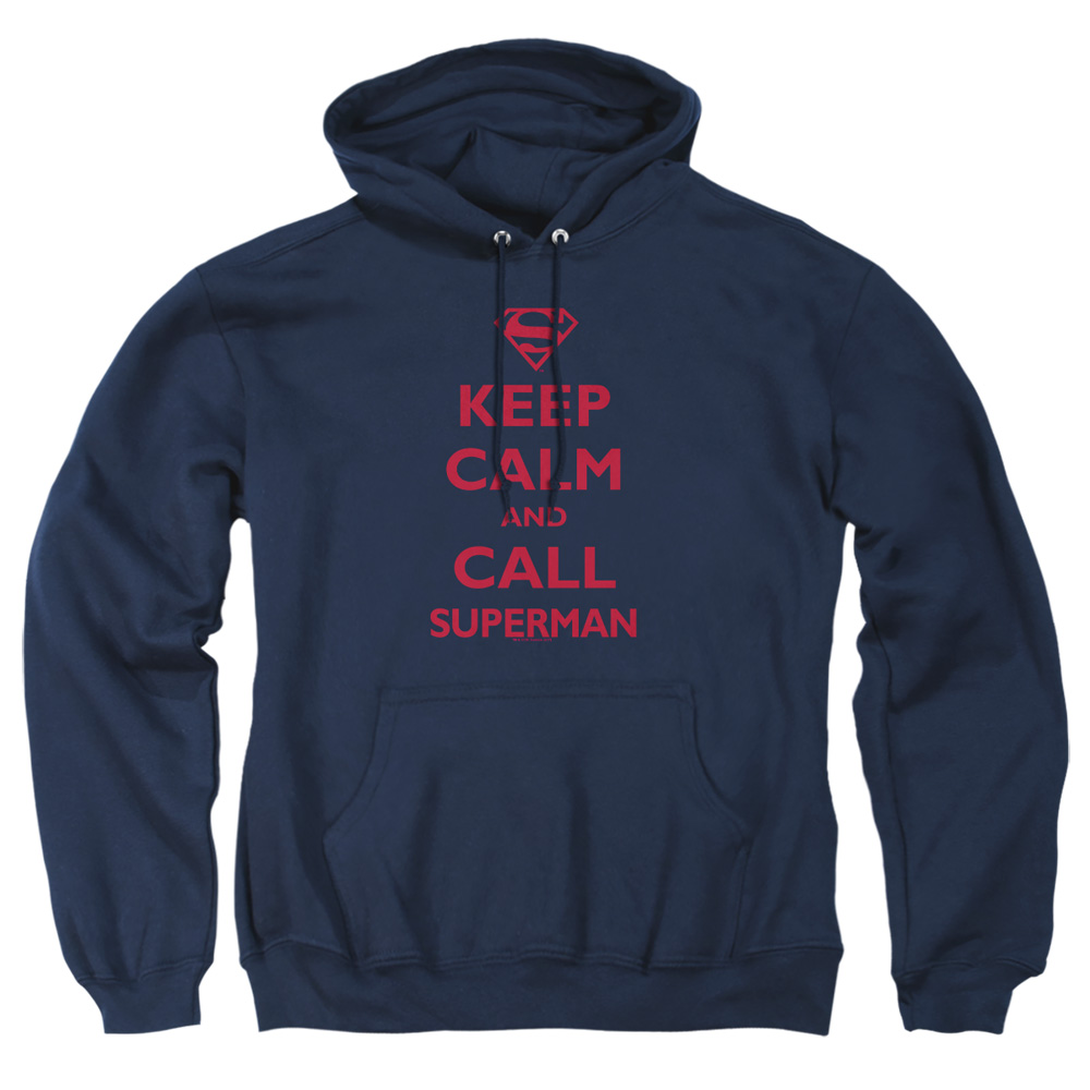 SM1917-AFTH-1 Superman Call Superman Adult Pullover Hoodie, Navy - Small