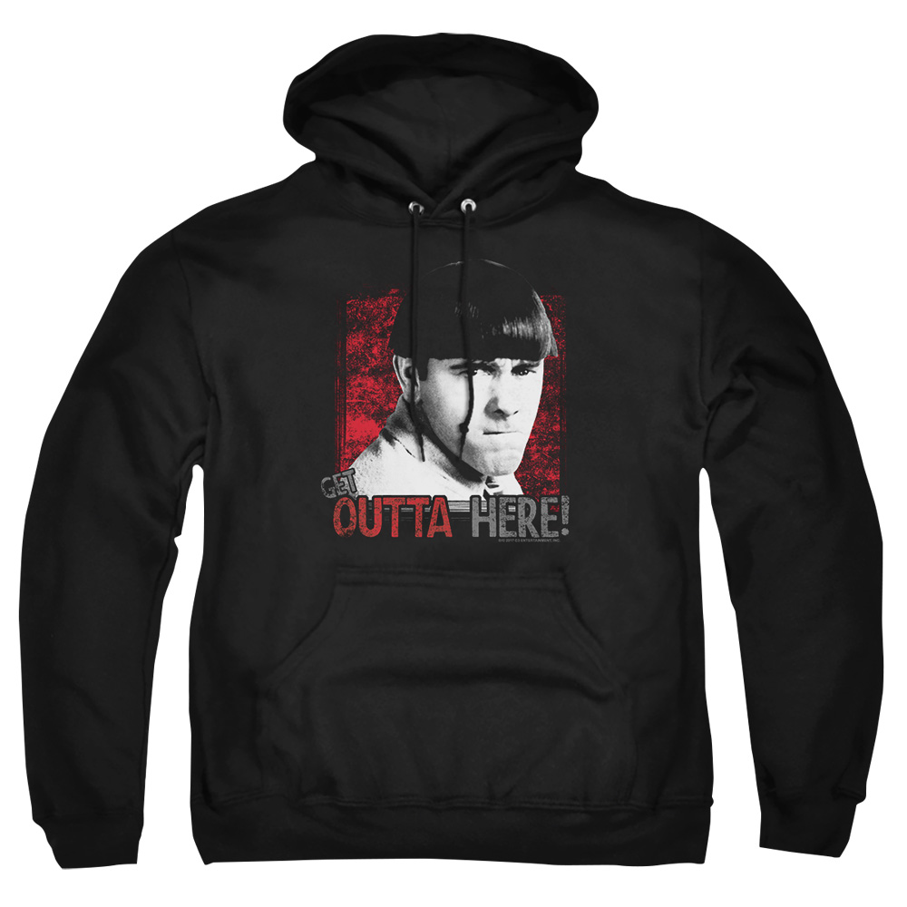 TTS201-AFTH-6 Three Stooges Get Outta Here Adult Pullover Hoodie, Black - 3X