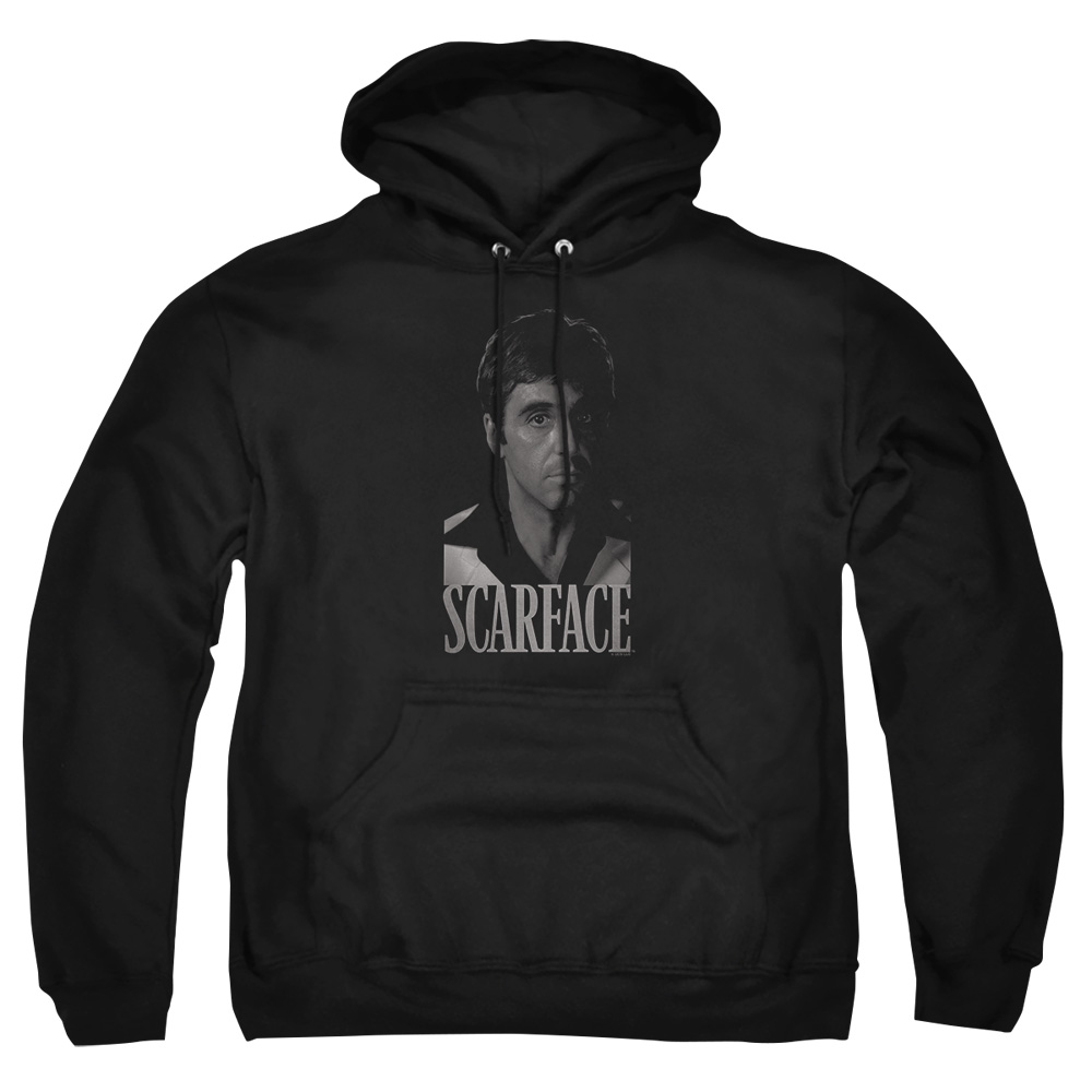 UNI999-AFTH-2 Scarface B & W Tony Adult Pullover Hoodie, Black - Medium