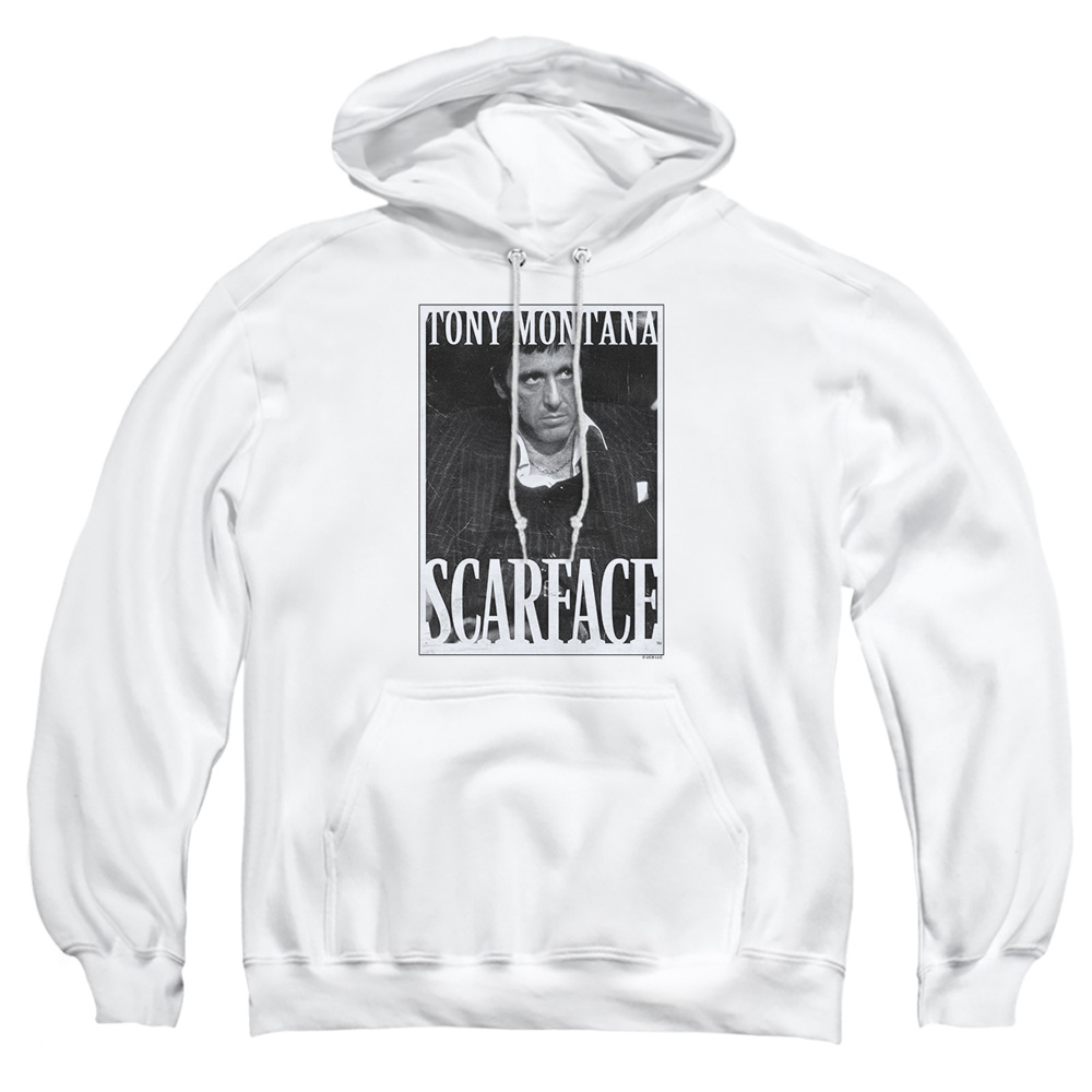 UNI690-AFTH-2 Scarface Business Face Adult Pullover Hoodie, White - Medium