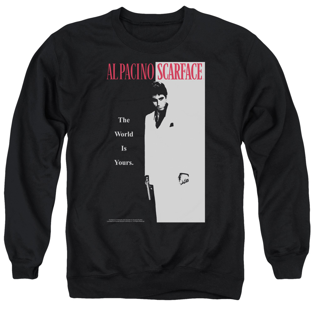 UNI682-AS-2 Scarface Classic Adult Crewneck Sweatshirt, Black - Medium