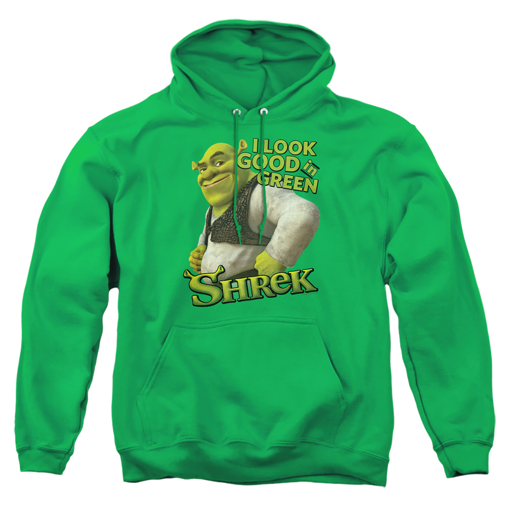 DRM176-AFTH-2 Shrek Looking Good Adult Pullover Hoodie, Kelly Green - Medium