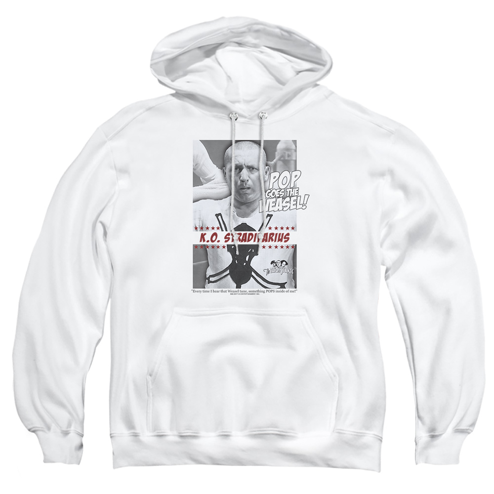TTS203-AFTH-6 Three Stooges Weasel Adult Pullover Hoodie, White - 3X