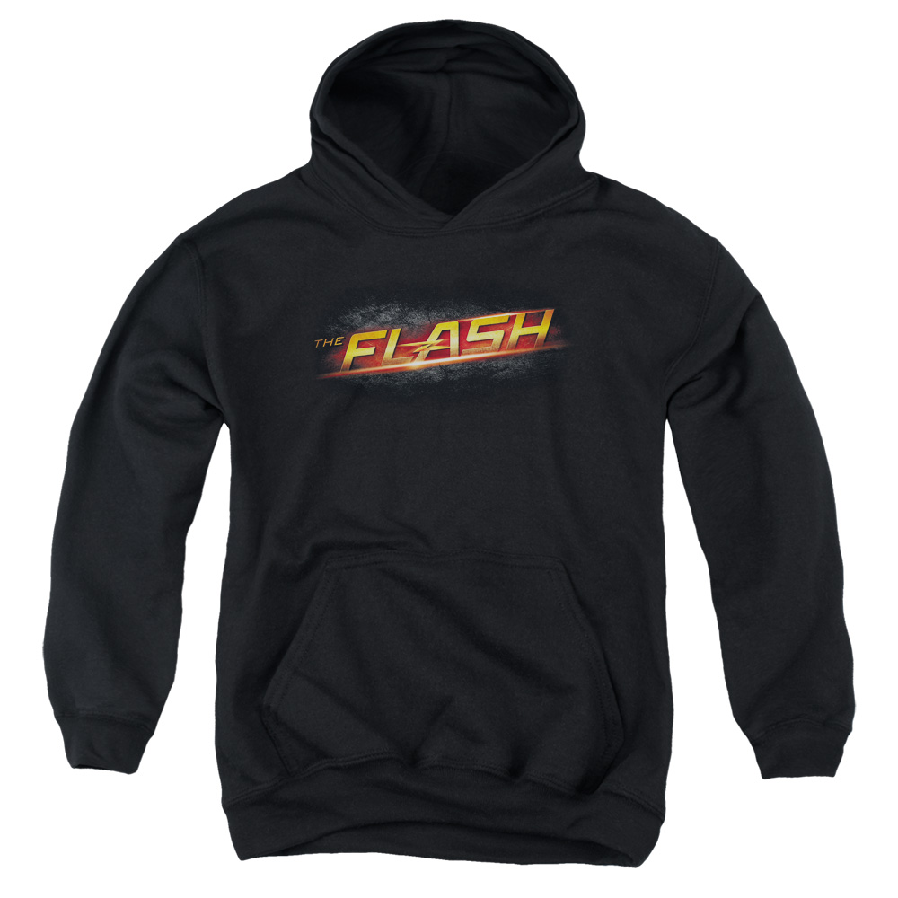 FLSH103-YFTH-1 The Flash Logo Youth Hooded Sweatshirt, Black - Small