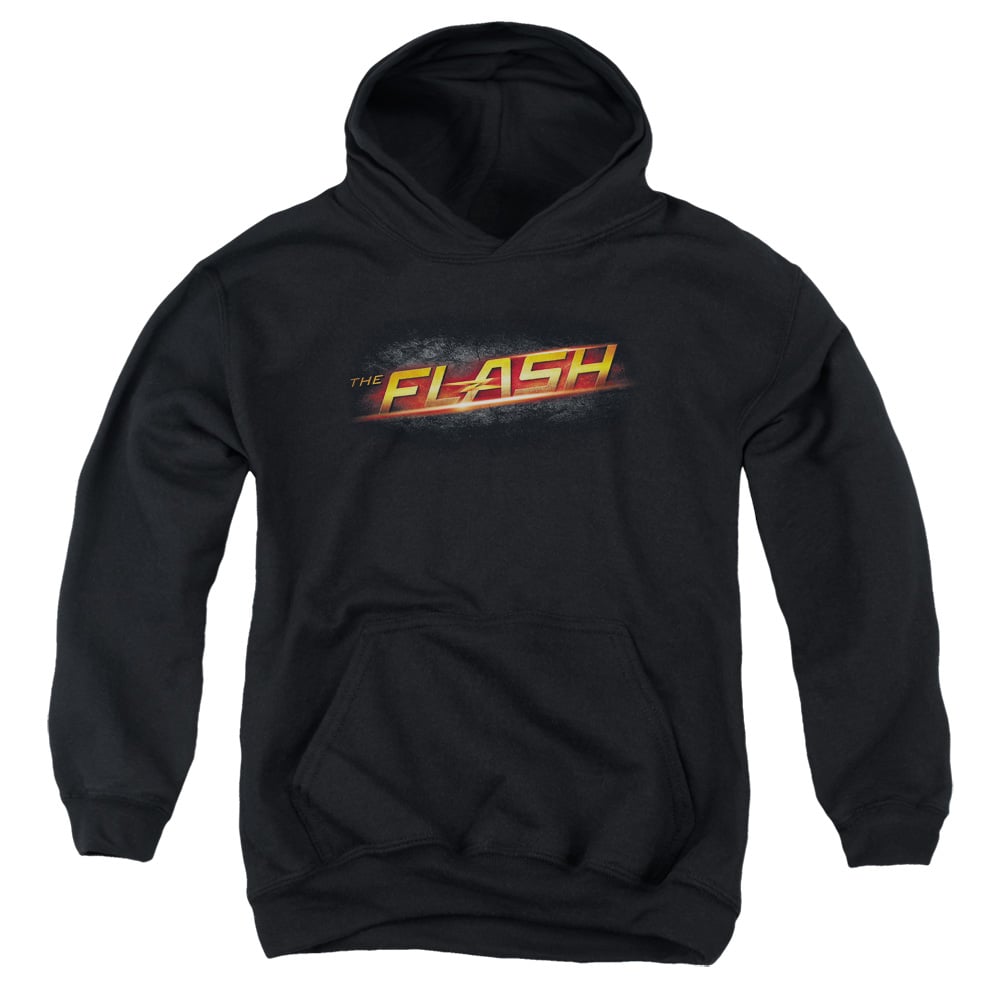 FLSH103-YFTH-4 The Flash Logo Youth Hooded Sweatshirt, Black - Extra Large