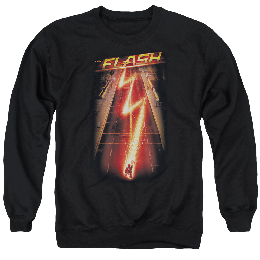 FLSH108-AS-2 The Flash Ave Adult Crewneck Sweatshirt, Black - Medium