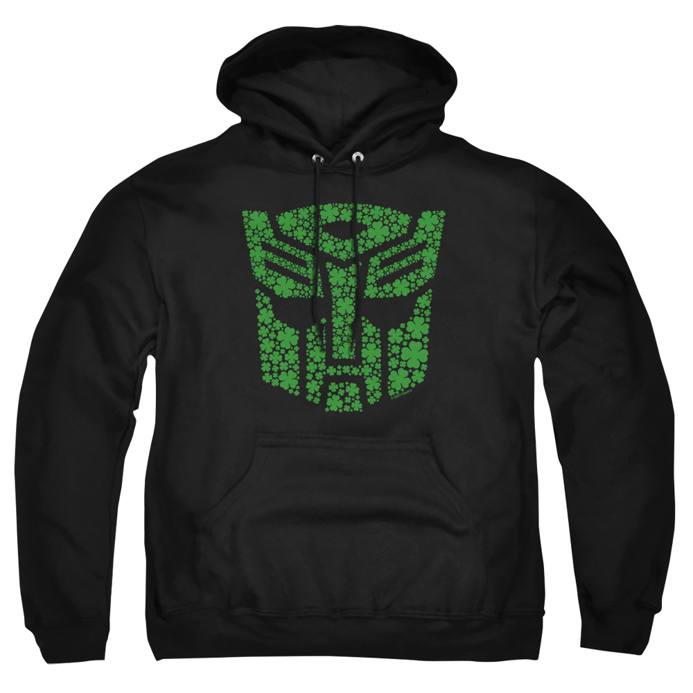 HBRO10261SPD-AFTH-2 Transformers St. Patricks Day Autobot Shamrock Adult Pullover Hoodie, Black - Medium