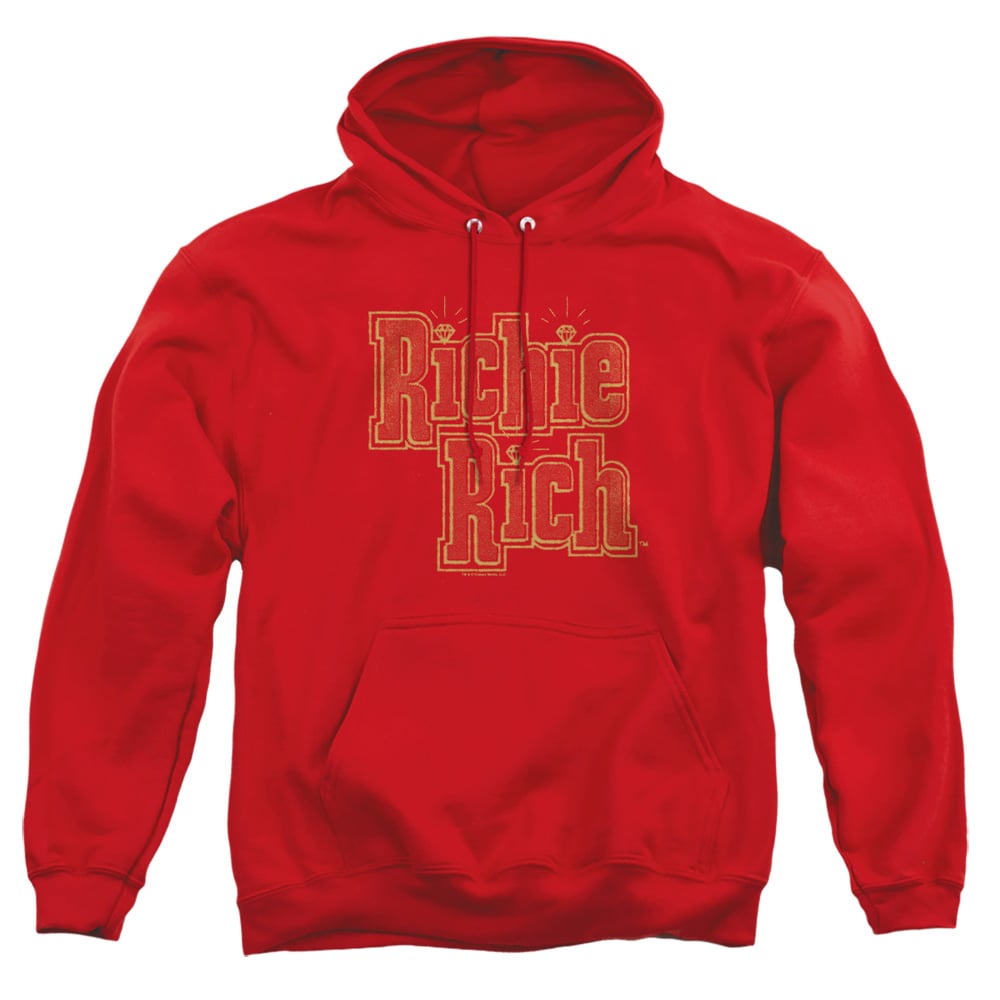 DRM111B-AFTH-1 Richie Rich Stacked Adult Pullover Hoodie, Red - Small