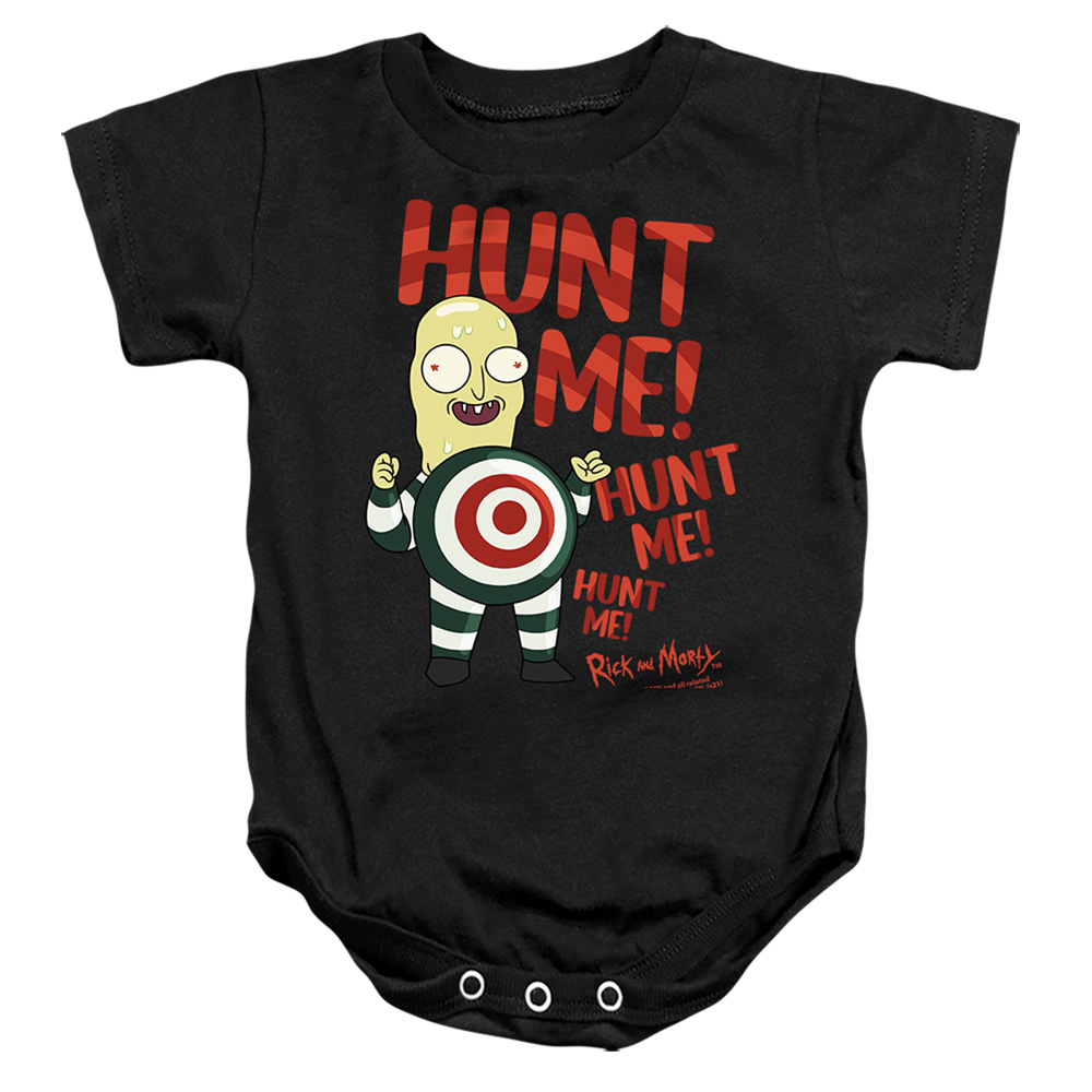 CN1952-SS-2 Rick & Morty Hunt Me Infant Snapsuit, Black - Medium - 12 Month