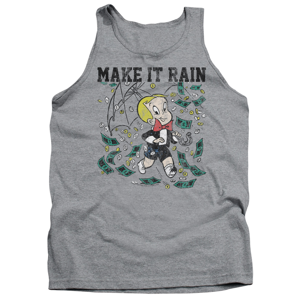 DRM338B-TK-2 Richie Rich Make It Rain Adult Tank Top, Athletic Heather - Medium