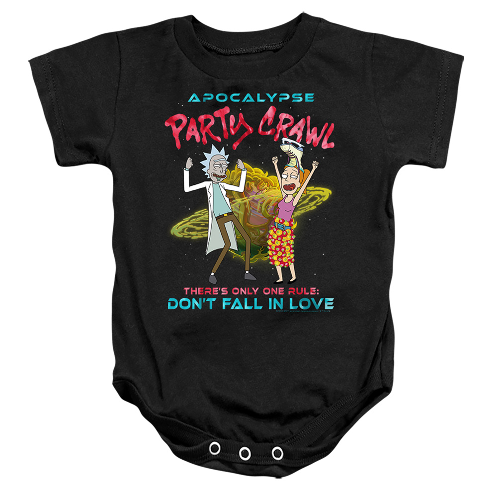 CN1959-SS-2 Rick & Morty Apocalypse Party Crawl Infant Snapsuit, Black - Medium - 12 Month