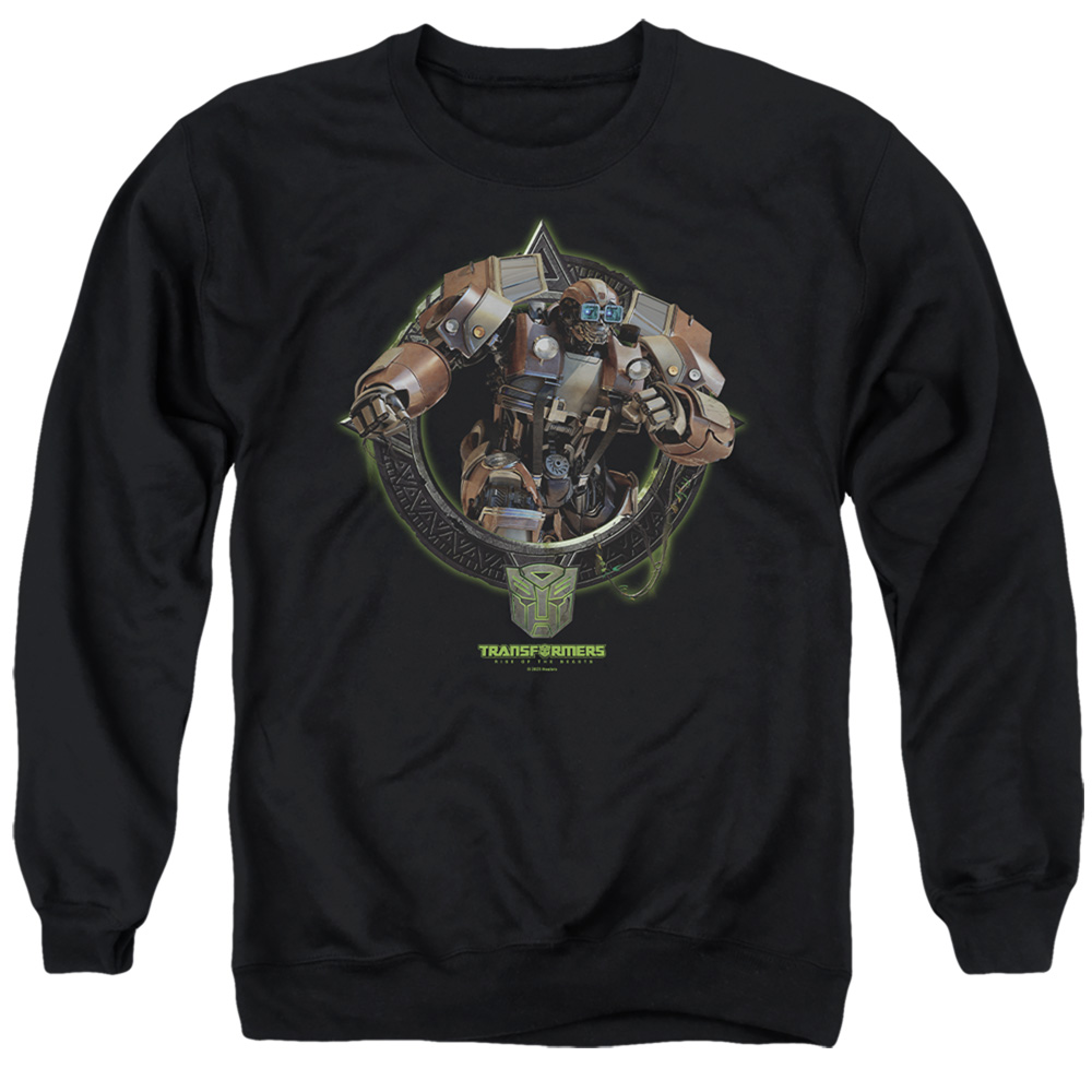 HBRO1386-AS-2 Transformers Wheeljack Circle Frame Adult Crewneck Sweatshirt, Black - Medium