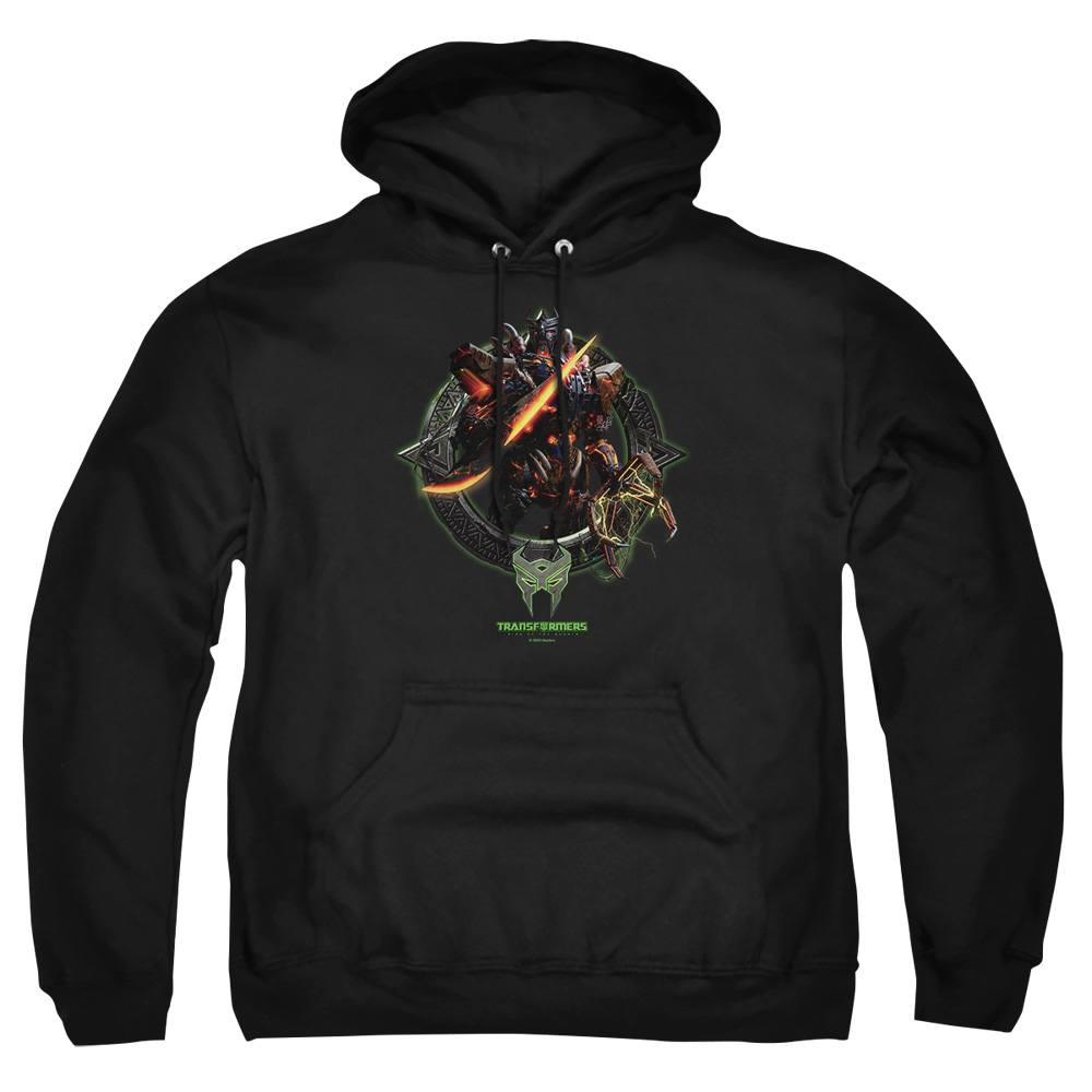 HBRO1388-AFTH-7 Transformers Scourge Circle Frame Adult Pullover Hoodie, Black - 4X