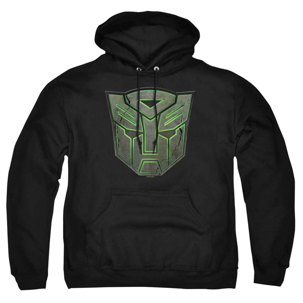 HBRO1355-AFTH-2 Transformers Glowing Autobot Logo Adult Pullover Hoodie, Black - Medium