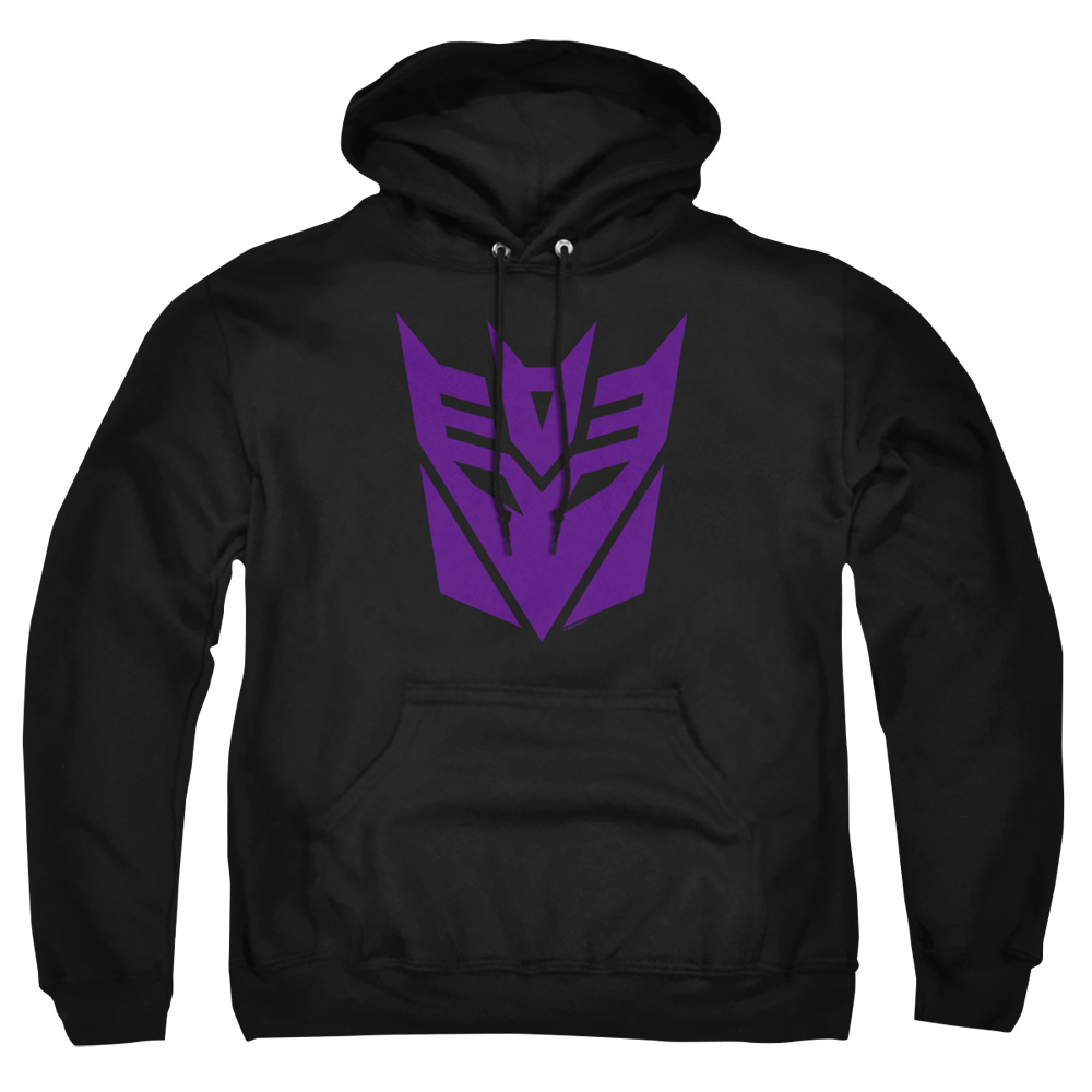 HBRO1352-AFTH-7 Transformers Decepticon Logo Adult Pullover Hoodie, Black - 4X