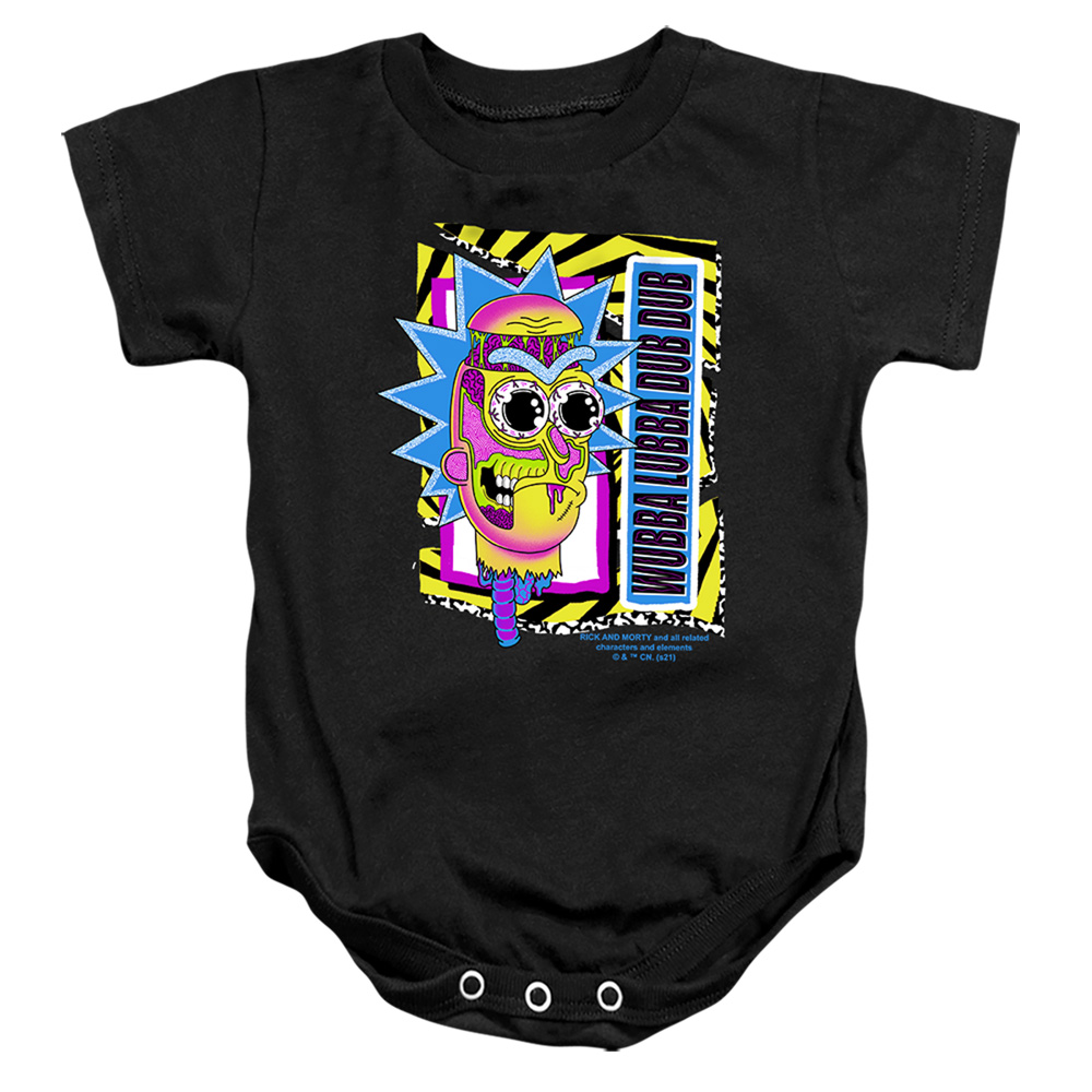 CN1788-SS-2 Rick & Morty Wubba Lubba Dub Dub Infant Snapsuit, Black - Medium - 12 Month