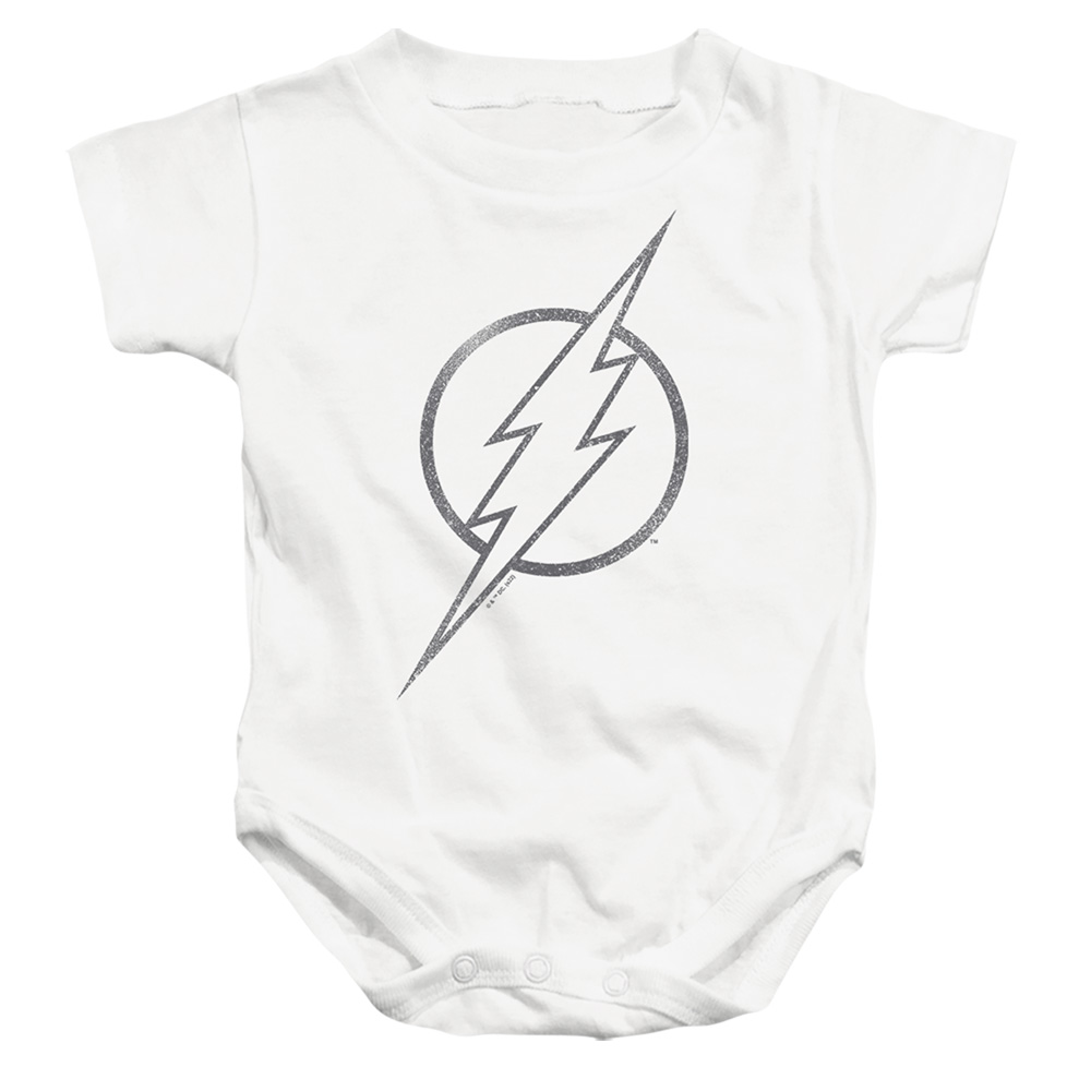 JLA1450-SS-2 The Flash Line Logo 1 Infant Snapsuit, White - Medium - 12 Month