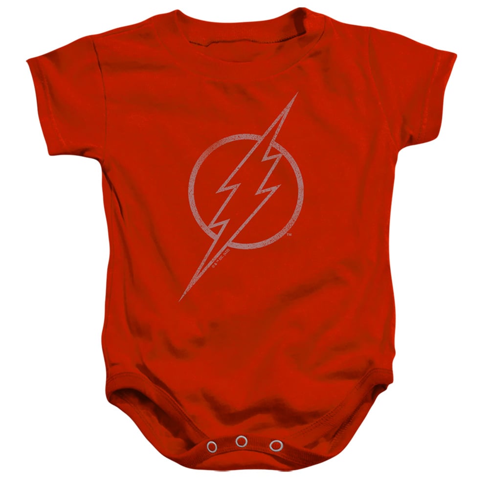 JLA1452-SS-2 The Flash Line Logo 3 Infant Snapsuit, Red - Medium - 12 Month
