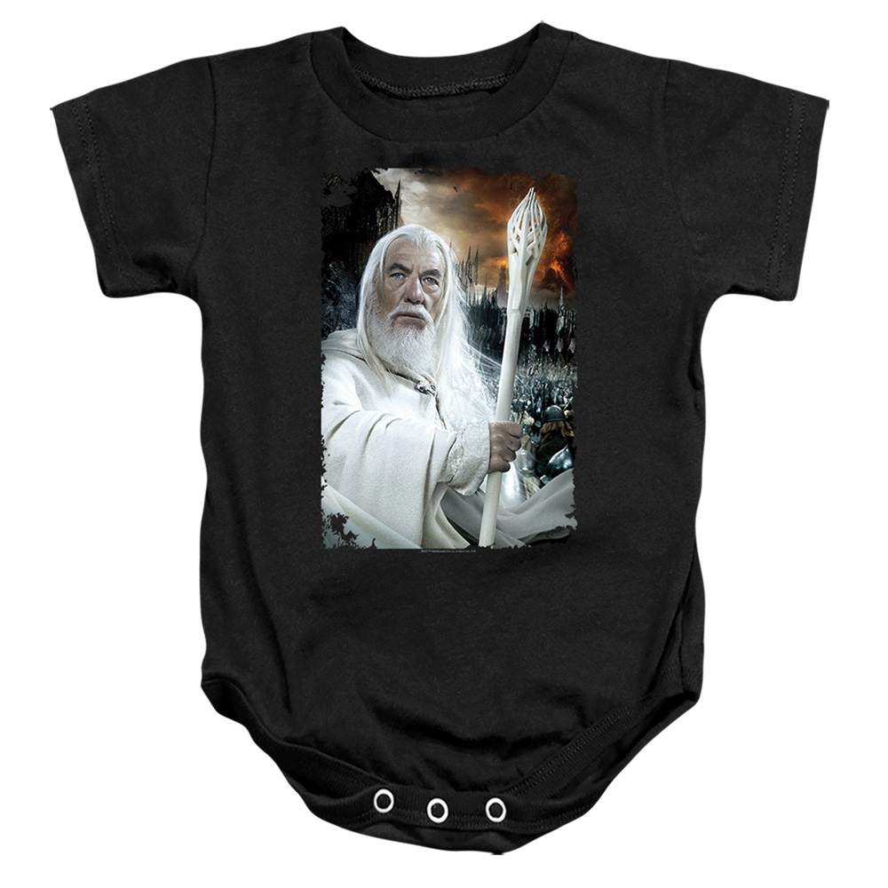 LOR3049-SS-1 The Lord of the Rings Gandalf The White Infant Snapsuit, Black - Small - 6 Month