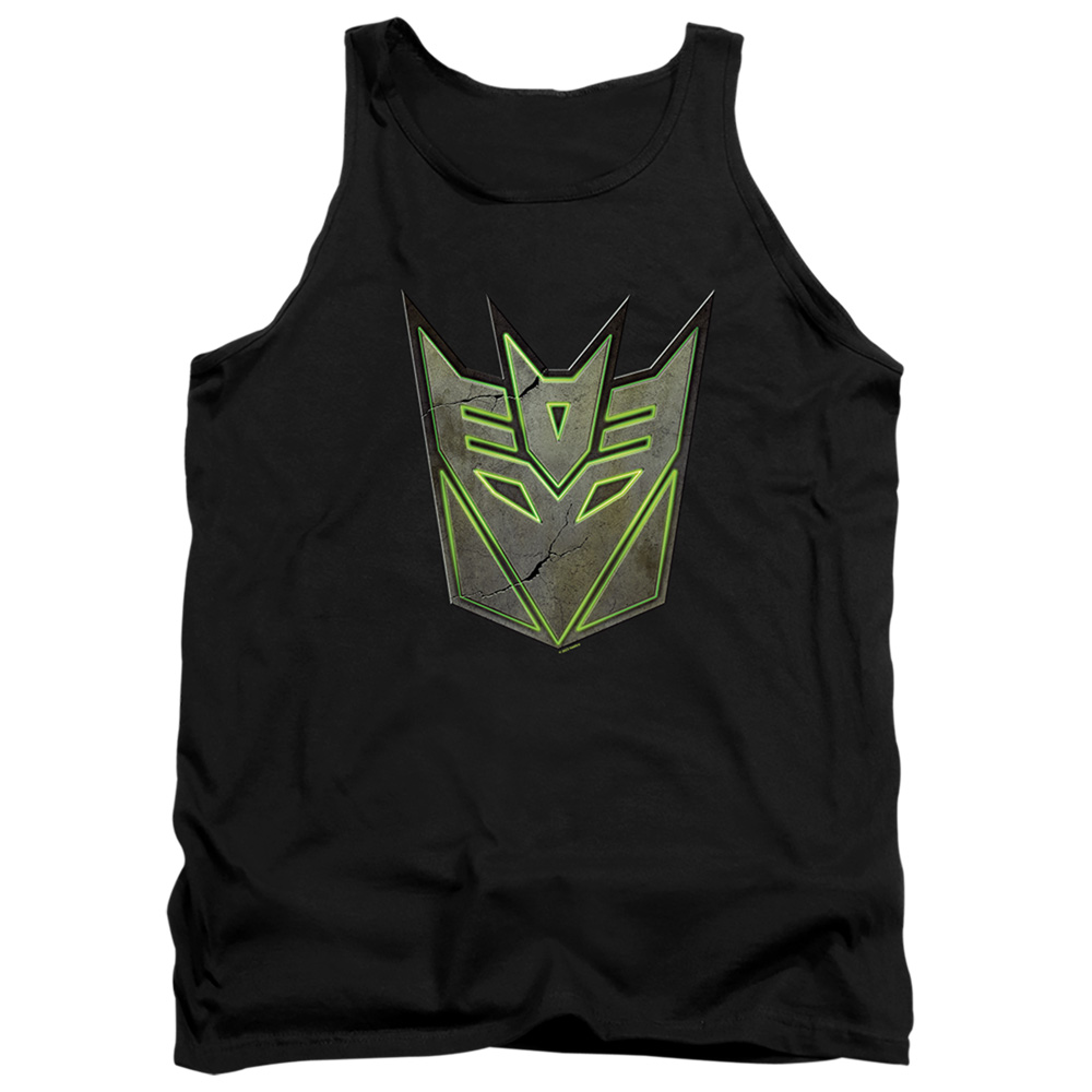 HBRO1356-TK-2 Transformers Glowing Decepticon Logo Adult Tank Top, Black - Medium