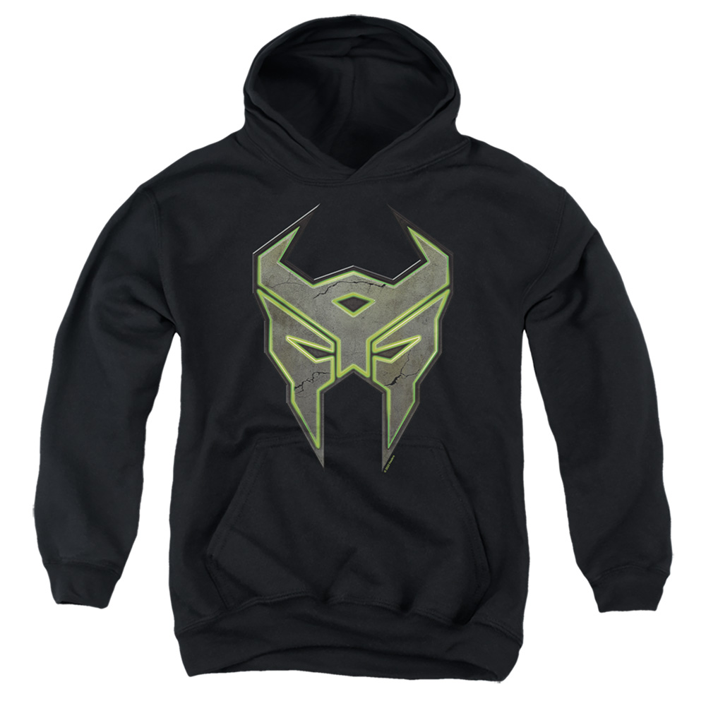 HBRO1358-YFTH-2 Transformers Glowing Terrorcon Logo Youth Hooded Sweatshirt, Black - Medium