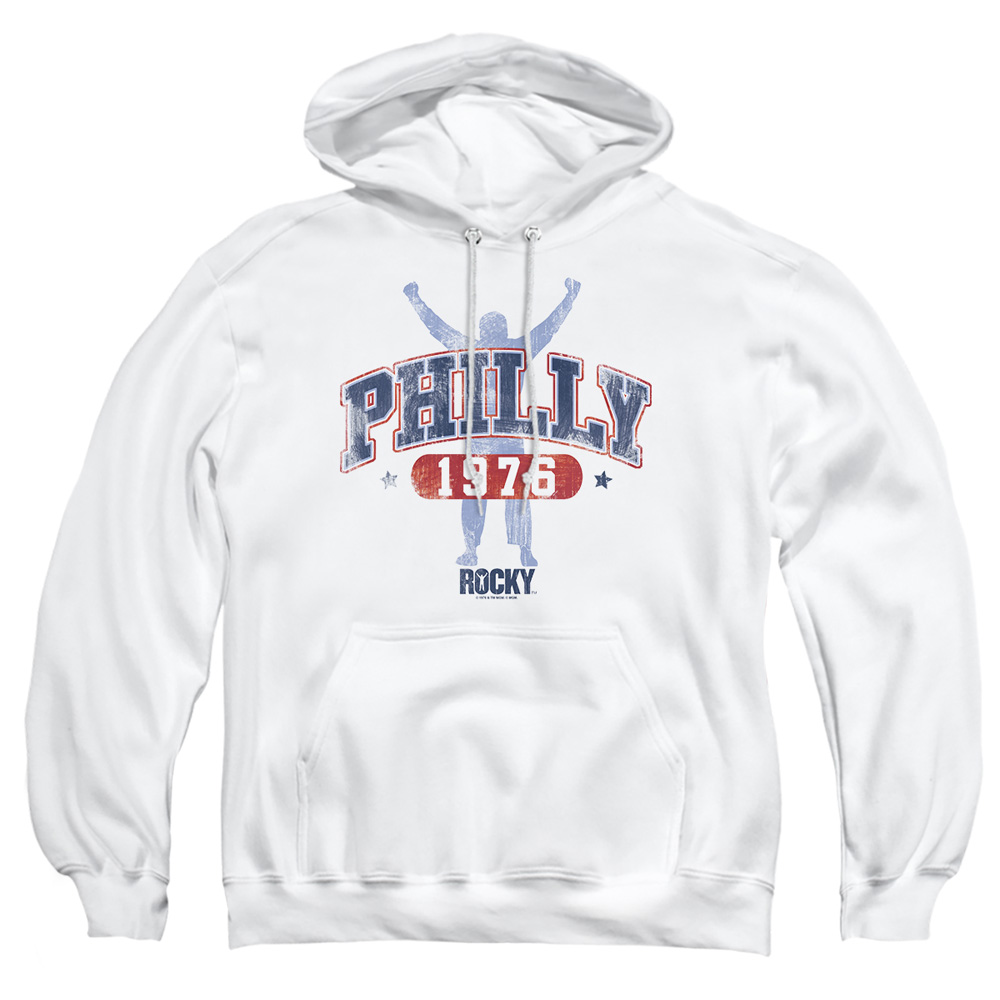 MGM151-AFTH-6 Rocky Philly 1976 Adult Pullover Hoodie, White - 3X