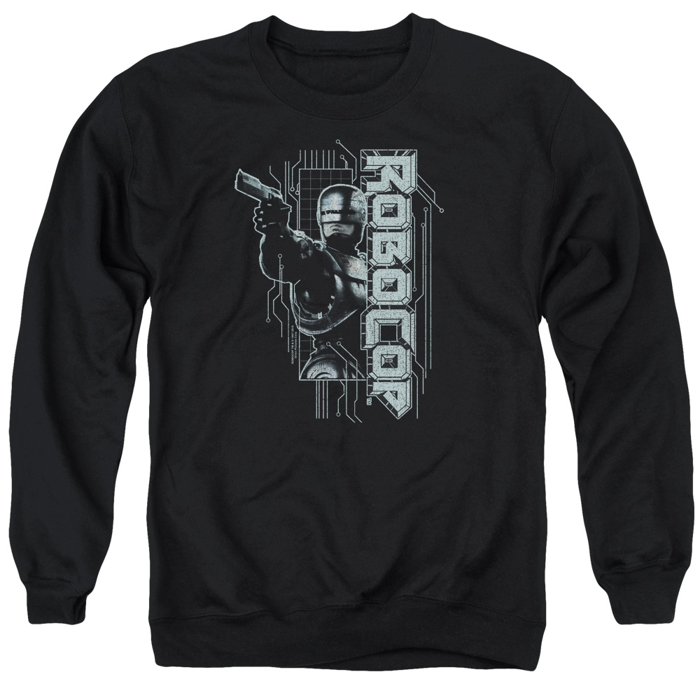 MGM387-AS-2 Robocop Murphy Split Adult Crewneck Sweatshirt, Black - Medium