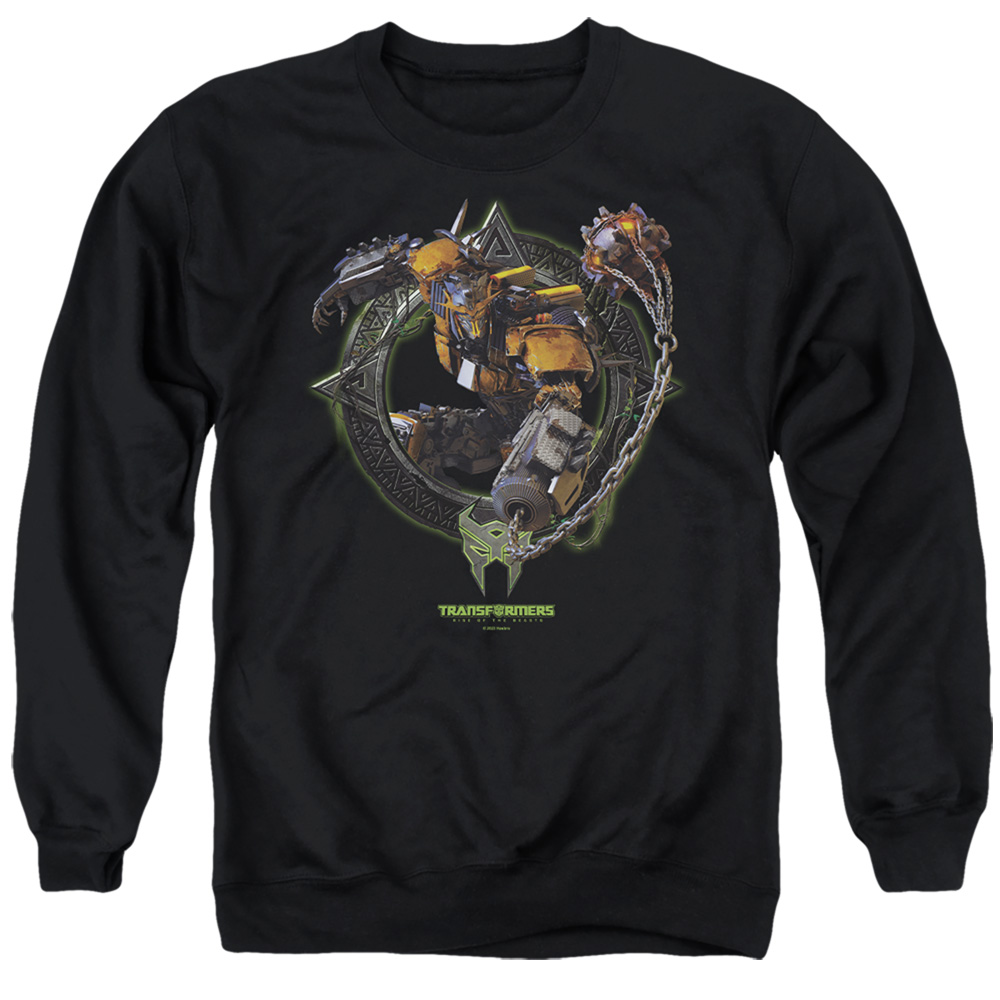HBRO1389-AS-4 Transformers Battletrap Circle Frame Adult Crewneck Sweatshirt, Black - Extra Large