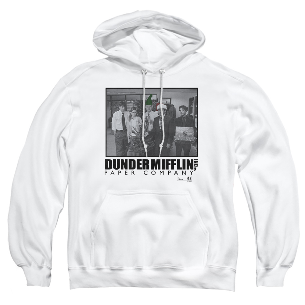 NBC1305B-AFTH-1 The Office Christmas At Dunder Mifflin White Adult Pullover Hoodie, White - Small