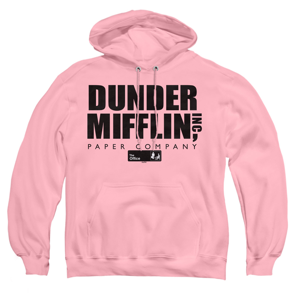 NBC114K-AFTH-2 The Office Dunder Mifflin Logo Adult Pullover Hoodie, Pink - Medium